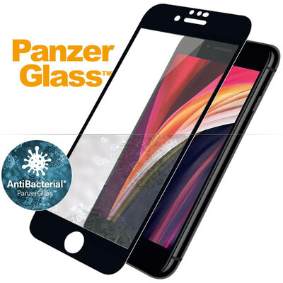 PanzerGlass Glazen iPhone SE 2022 / 2020&nbsp;antibacteri&euml;le screenprotector Zwart