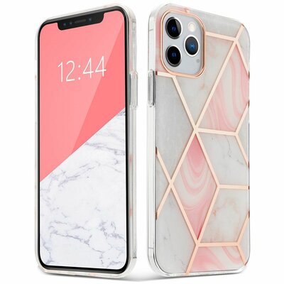 TechProtection Marble iPhone 12 Pro / iPhone 12 hoesje Roze