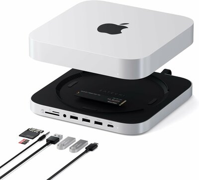 Satechi Mac Mini stand + USB-C hub + SSD  Zilver