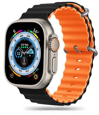 TechProtection Oceaan siliconen Apple Watch Ultra 49 / 45 / 44 mm bandje zwart / oranje