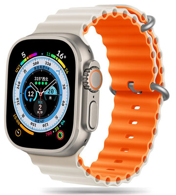 TechProtection Oceaan siliconen Apple Watch Ultra 49 / 45 / 44 mm bandje beige / oranje