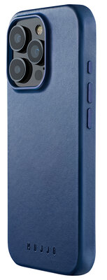 Mujjo Leather MagSafe iPhone 16 Pro hoesje blauw