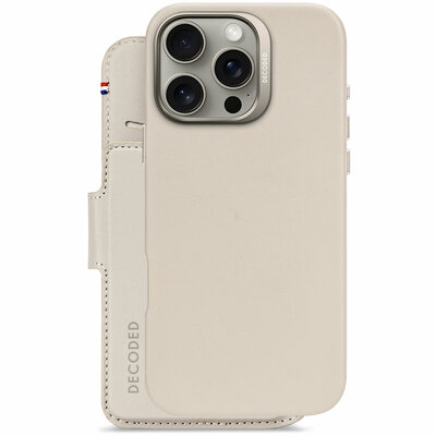 Decoded leren 2 in 1&nbsp;Wallet iPhone 16 Pro Max hoesje beige