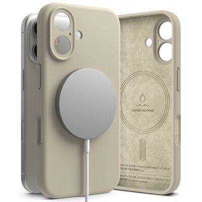 Ringke Silicone MagSafe iPhone 16 hoesje beige