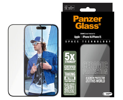 PanzerGlass Ceramic Glazen iPhone 16 screenprotector