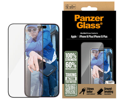 PanzerGlass Edge to Edge Glazen iPhone 16 Plus screenprotector