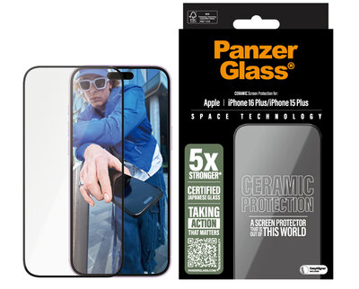 PanzerGlass Ceramic Glazen iPhone 16 Plus screenprotector