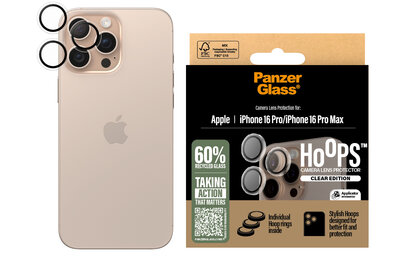 PanzerGlass Hoops iPhone 16 Pro / iPhone 16 Pro Max cameralensbeschermer transparant