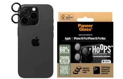 PanzerGlass Hoops iPhone 16 Pro / iPhone 16 Pro Max cameralensbeschermer zwart