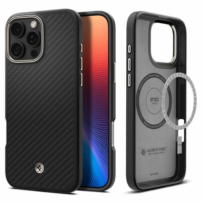 Spigen Enzo Aramid iPhone 16 Pro Max hoesje zwart