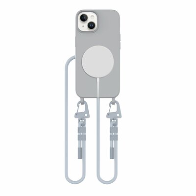 Tech Protection MagSafe iPhone 15 hoesje met draagkoord grijs