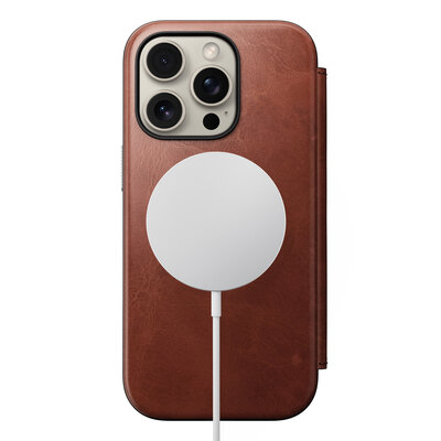 Nomad Modern Horween MagSafe Folio iPhone 16 Pro&nbsp;hoesje dublin bruin