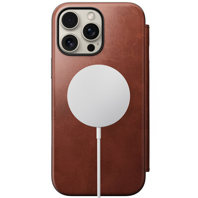 Nomad Modern Horween MagSafe Folio iPhone 16 Pro Max&nbsp;hoesje dublin bruin