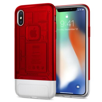 Spigen Classic C1 iPhone X hoesje Ruby Rood