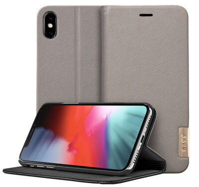 LAUT Prestige Folio iPhone Xs Max hoesje Grijs