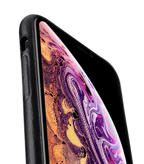 Melkco Leather Wallet backcover iPhone XS Max hoesje Zwart