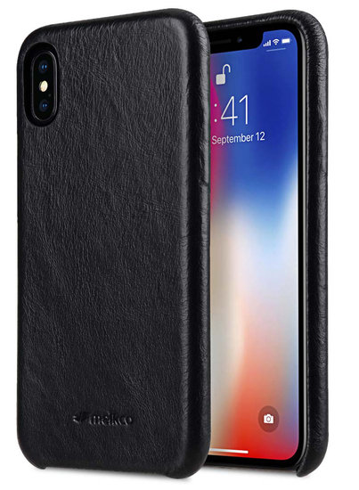 Melkco Leather Backcover iPhone XS hoesje Zwart