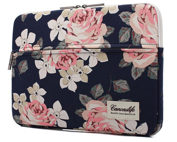 TechProtection Flower MacBook Pro 16 inch sleeve Navy