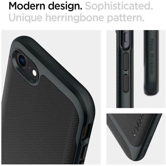 Spigen Neo Hybrid Herringbone iPhone SE 2022 / 2020 hoesje Metal Slate