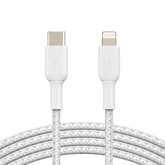 Belkin Braided BoostCharge Lightning USB-C kabel 1 meter Wit