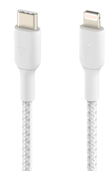 Belkin Braided BoostCharge Lightning USB-C kabel 1 meter Wit