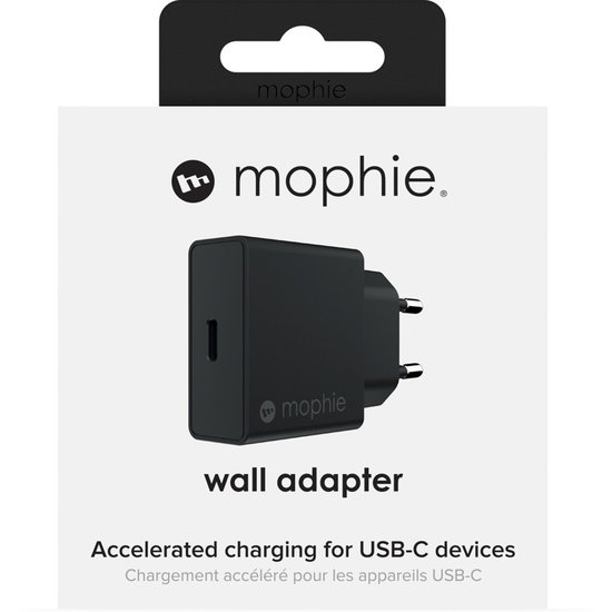 mophie USB-C fast charge 18 watt thuislader Zwart