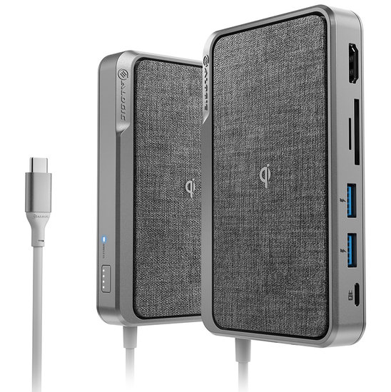 Alogic Ultra Wave 3 in 1 USB-C dock + draadloze oplader Grijs