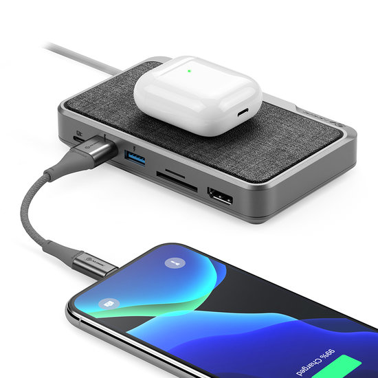 Alogic Ultra Wave 3 in 1 USB-C dock + draadloze oplader Grijs