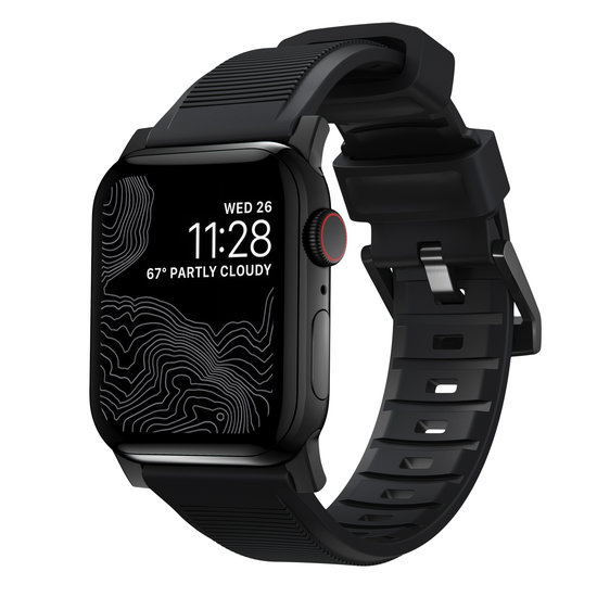 Nomad Rugged FKM Apple Watch 44 / 42 mm bandje Zwart