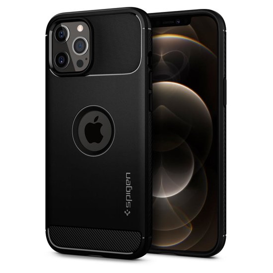 Spigen Rugged Armor IPhone 12 Pro / iPhone 12 hoesje Zwart