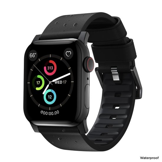 Nomad Active Pro Leather Apple Watch 44 / 42 mm bandje Bruin Zilver