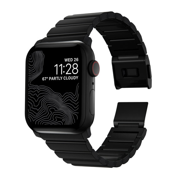 Nomad Titanium V2 Apple Watch 44 / 42 mm bandje Zwart