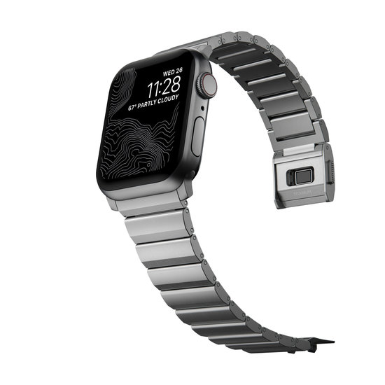 Nomad Titanium V2 Apple Watch 44 / 42 mm bandje Zilver