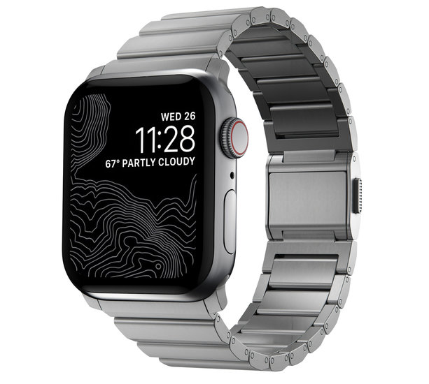 Nomad Titanium V2 Apple Watch 44 / 42 mm bandje Zilver