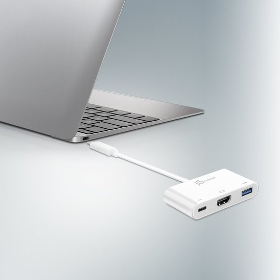 J5create USB-C naar HDMI en USB 3 adapter Wit