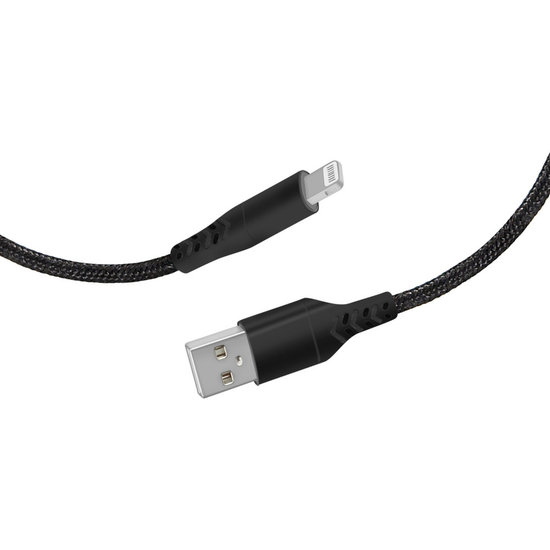 Mobiparts Braided USB-A naar&nbsp;Lightning kabel 1 meter Zwart