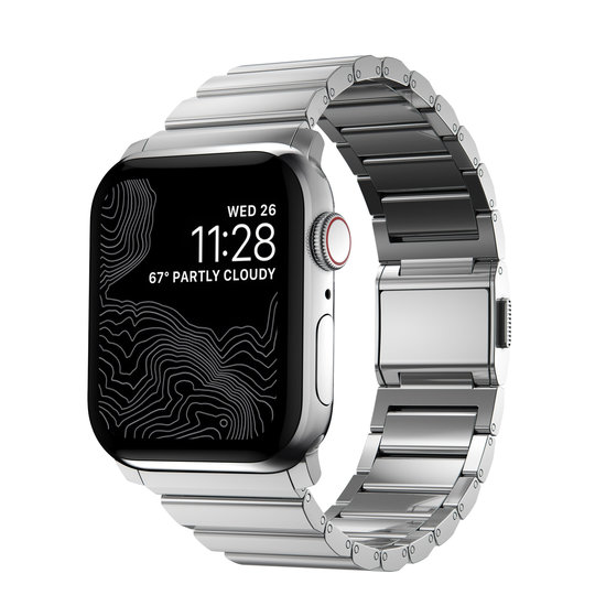 Nomad Stainless Steel V2 Apple Watch 44 / 42 mm bandje Zilver