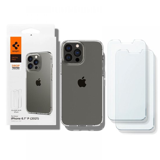 Spigen Crystal Pack iPhone 13 Pro hoesje + 2 glazen screenprotectors