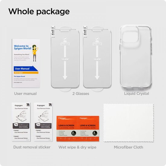 Spigen Crystal Pack iPhone 13 Pro Max hoesje + 2 glazen screenprotectors