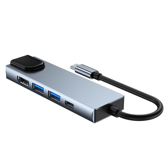 hubie drie USB-C hub met HDMI en Ethernet aansluiting