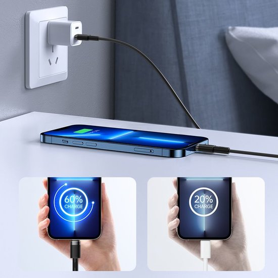 JoyRoom Flex Lightning naar USB-C kabel 1,2 meter Zwart