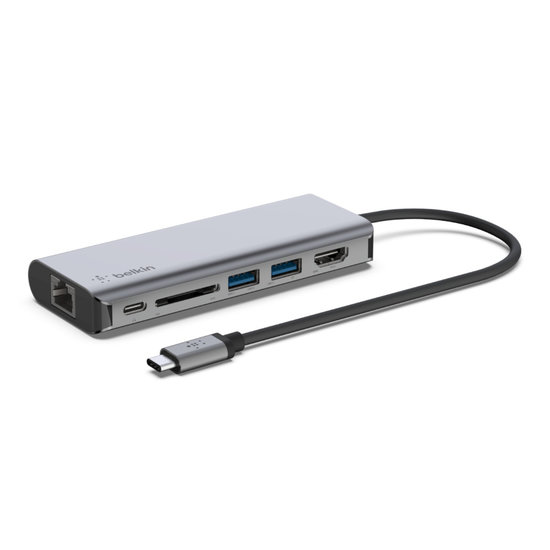 Belkin Connect 6 poort USB-C hub Grijs