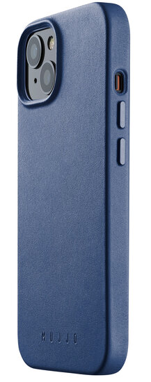 Mujjo Leather MagSafe iPhone 14 hoesje blauw