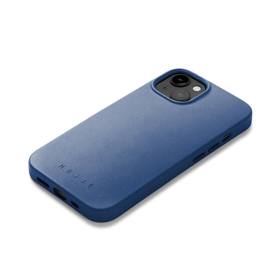 Mujjo Leather MagSafe iPhone 14 hoesje blauw