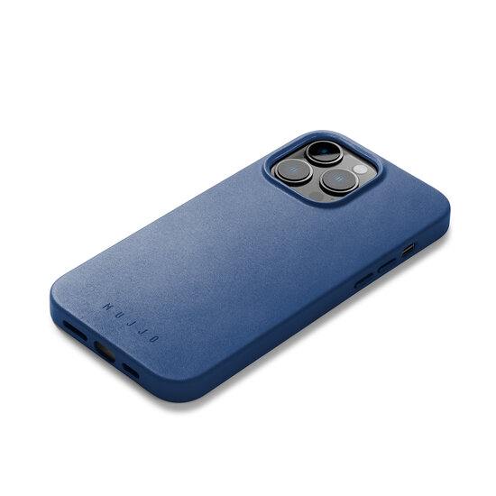 Mujjo Leather MagSafe iPhone 14 Pro Max hoesje blauw