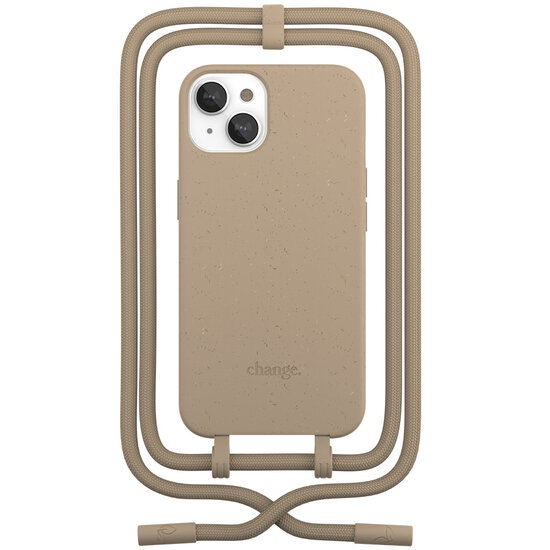 Woodcessories Change iPhone 14 Plus hoesje met koord taupe