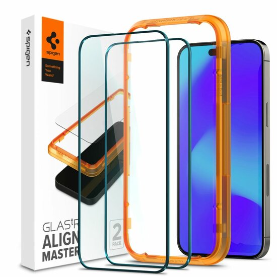 Spigen Align edge to edge iPhone 14 Pro glazen screenprotector 2 pack