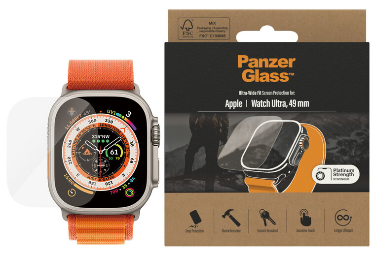 PanzerGlass Apple Watch Ultra 49 mm glazen screenprotector