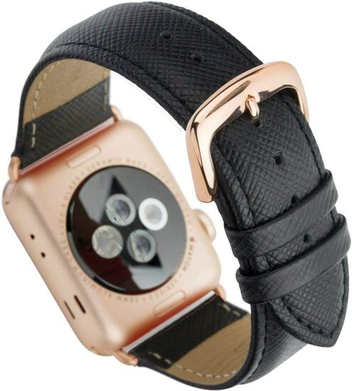 dbramante1928 leren Apple Watch 45 / 44 / 42 bandje zwart / goud 