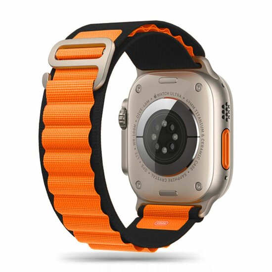 TechProtection Nylon Apple Watch Ultra 49 / 45 / 44 mm bandje zwart / oranje